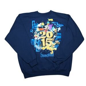 Disneyland Resort 2015 Mickey Mouse Pluto Crewneck Sweatshirt XL Blue Disney